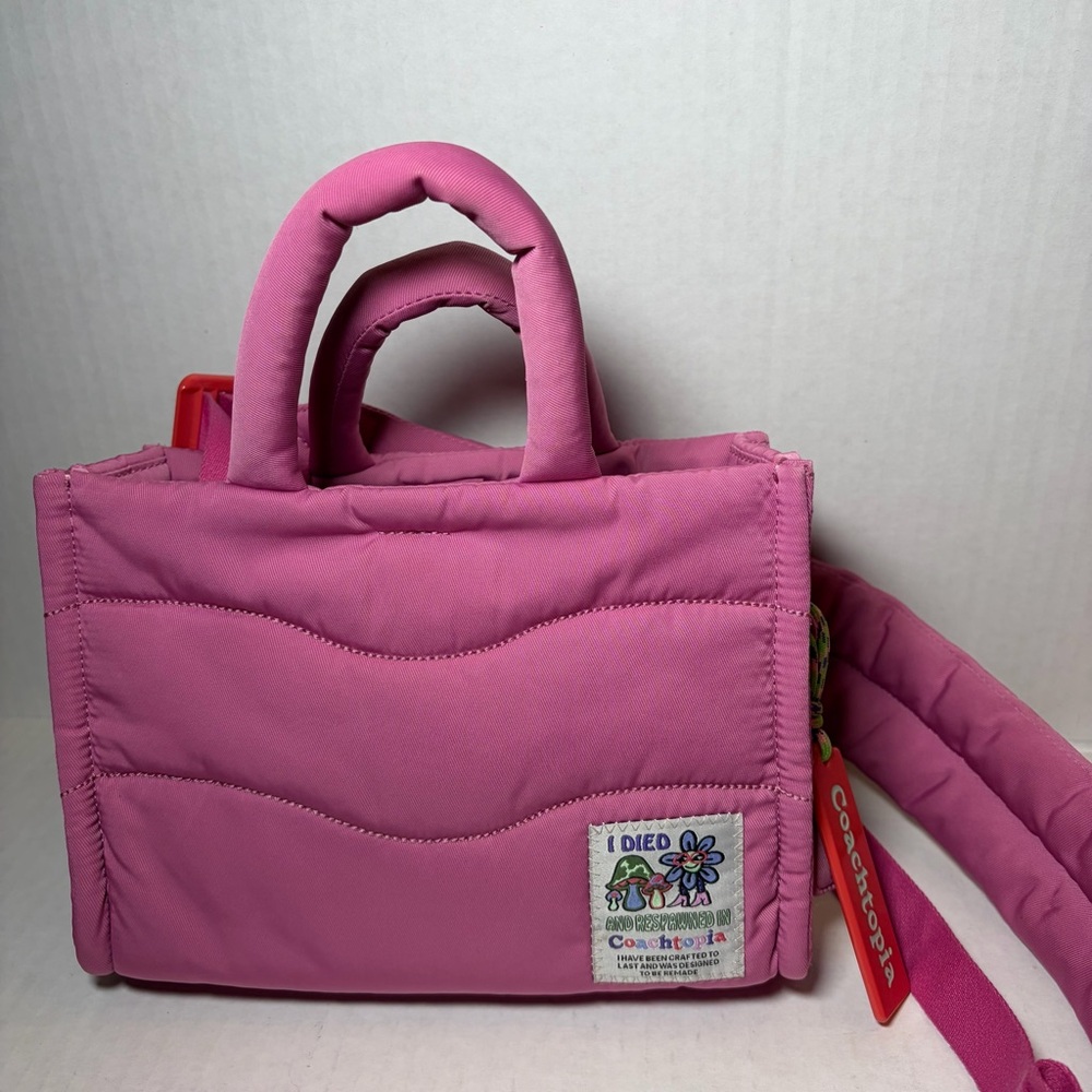 Coach Coachtopia Loop Mini Tote CT385 Pink Puffy Crossbody Bag Bright Magenta